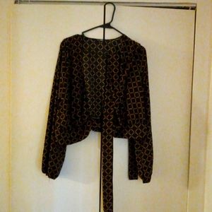 Chain print wrap around blouse